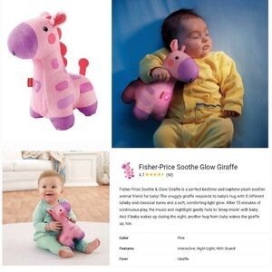 'FISHER-PRICE' BABY SOOTHE GLOW MUSICAL GIRAFFE PINK & PURPLE '2013'